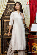 Off White Straight Kurta And Striped Palazzo