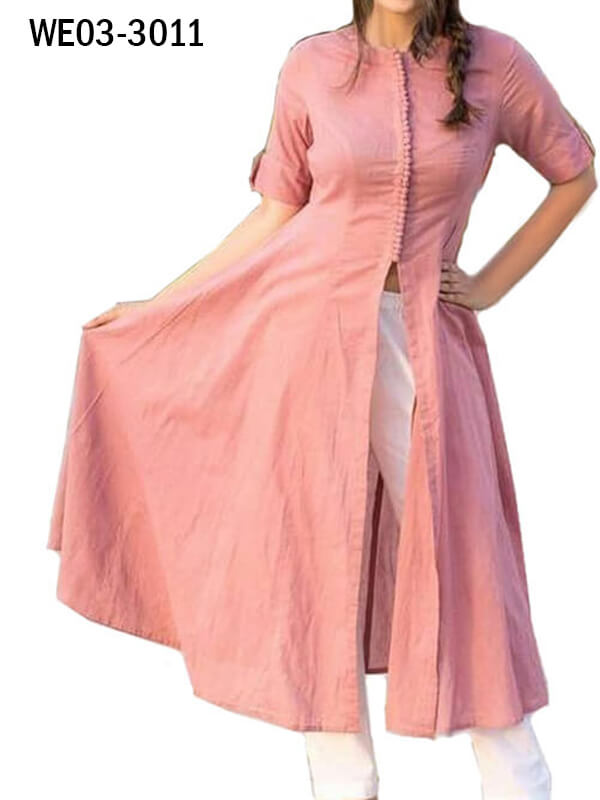 Pink And White Kurta Set