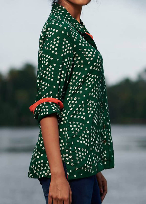 Green Bandhani Design Top