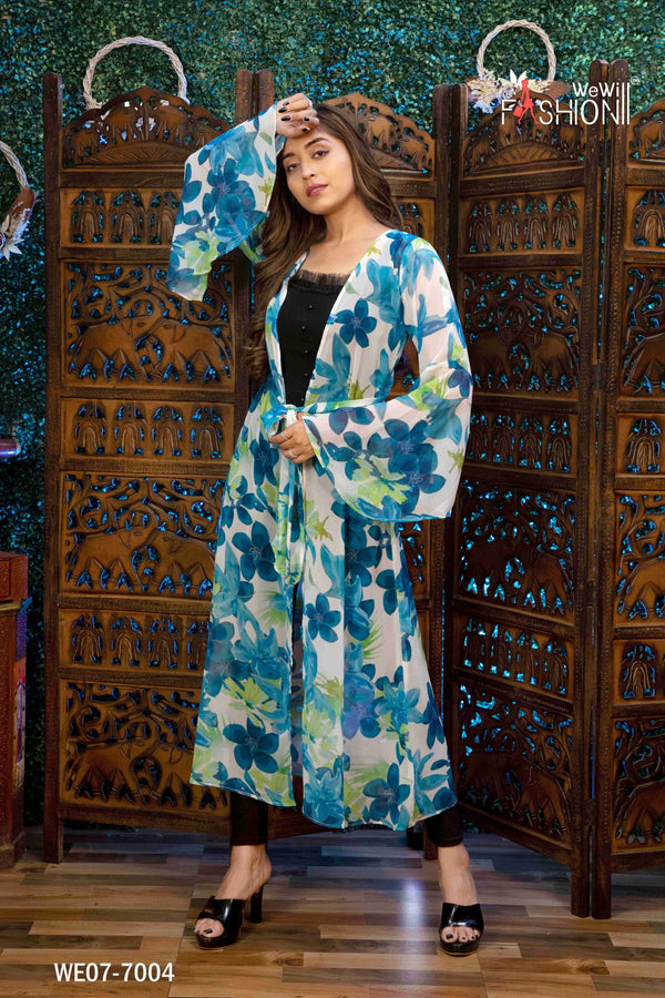 Flower Printed Fancy Sleeve Shrug