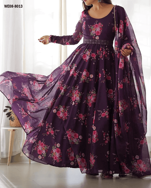 Floral Printed Anarkali Dress