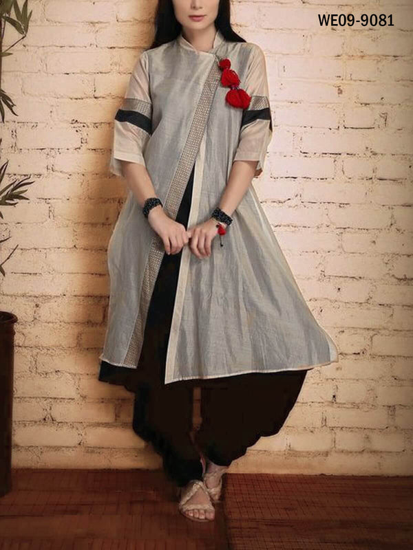 Black Kurti with Dhoti & Ethnic Jacket