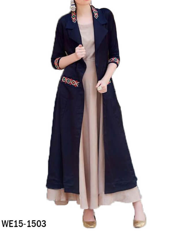 Long A-line Kurti With Designer Jacket