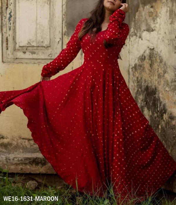 Floral Printed Anarkali Mroon Kurti