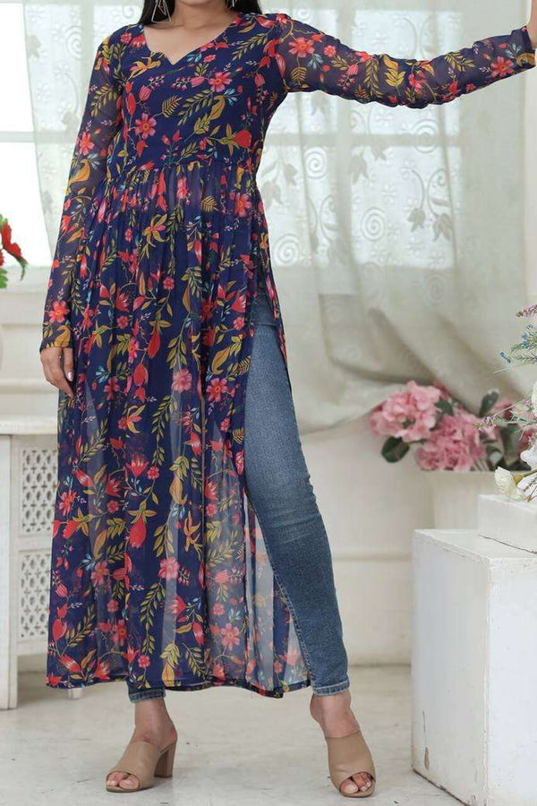 Georgette Printed Nayra Cut Dress