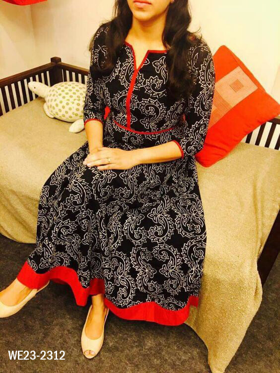 Black Kurti With Floral Print