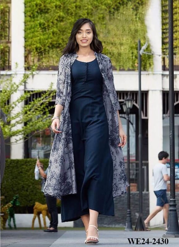 Flower Printed Jacket And Kurti