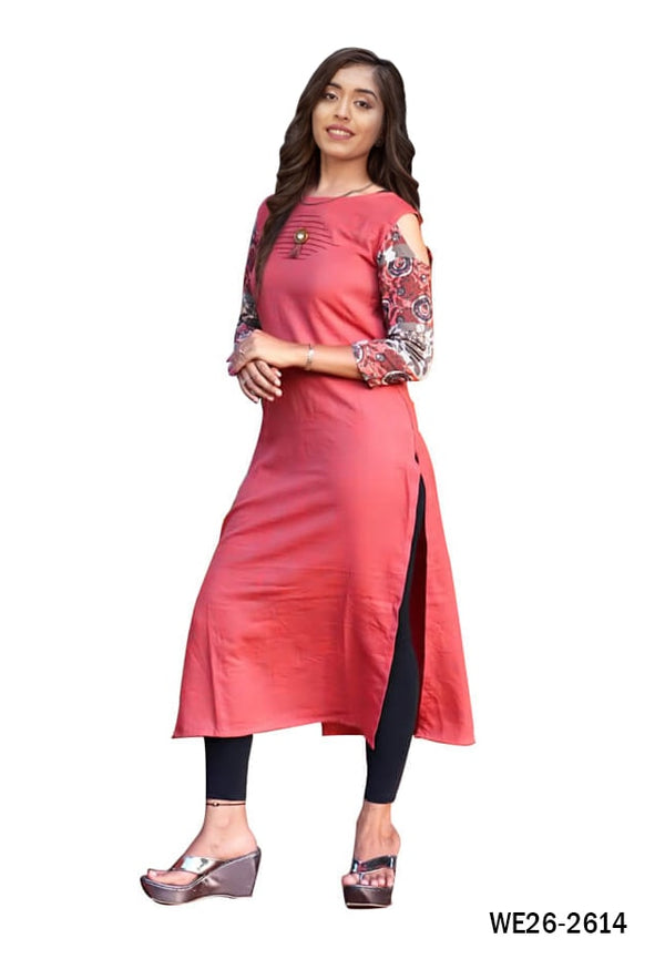 Pink Kurti With Cold Sleeves