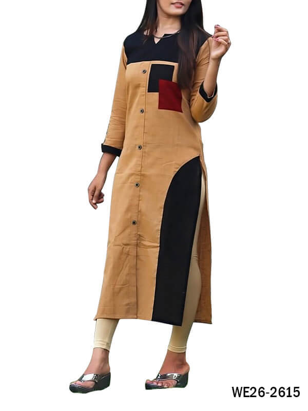 Cream And Black Kurti