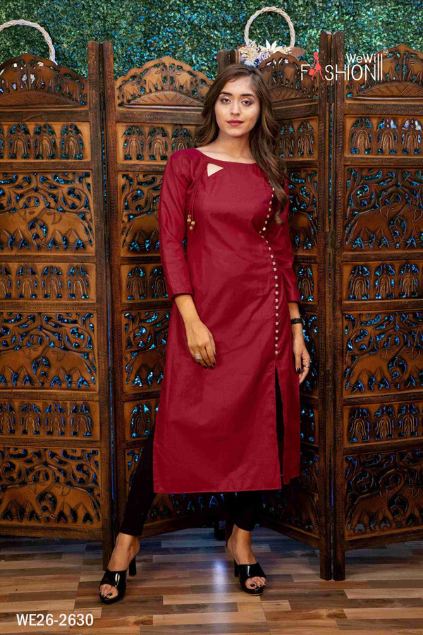 Maroon Colour And Side Pattern Kurti