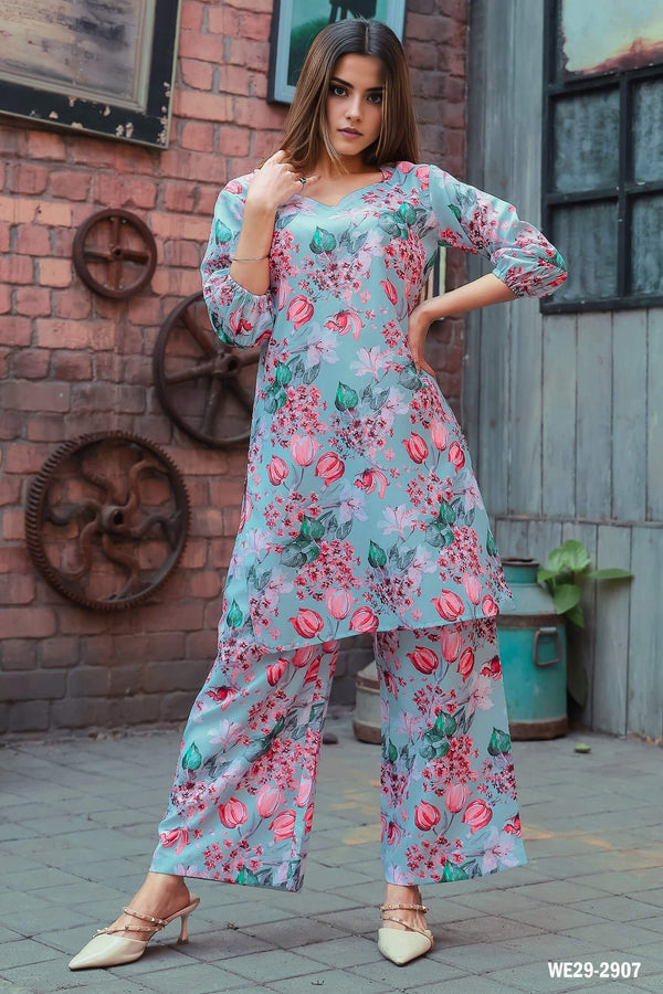 Sky blue printed co-ords set