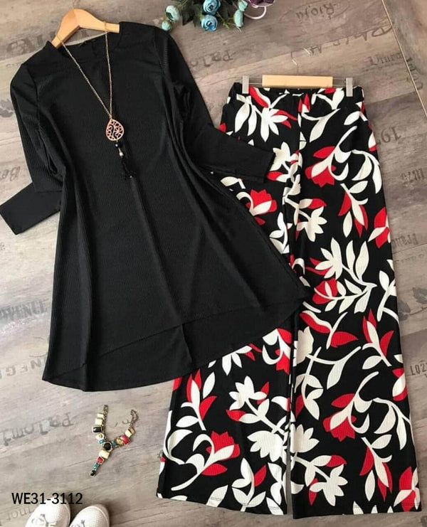 Black Top With Printed Palazzo