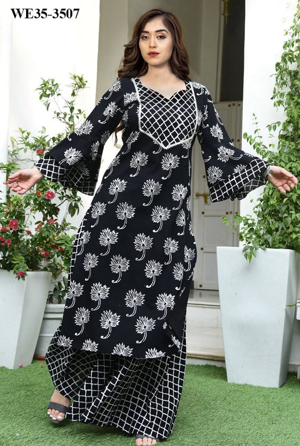Designer Black Kurti With Palazzo