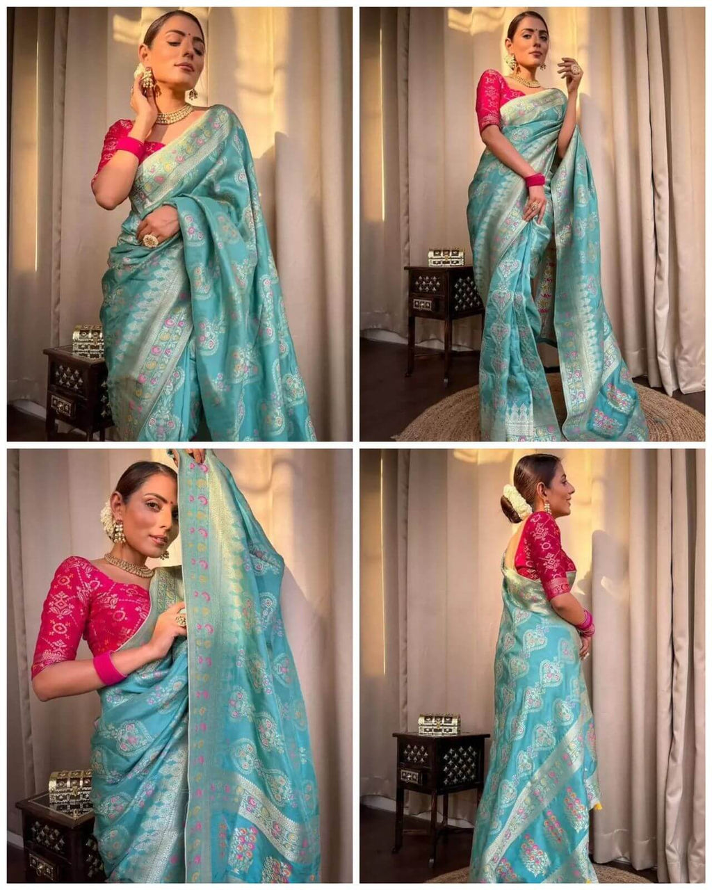 Women's Soft Traditional Durga Pooja Silk Saree With Blouse