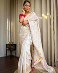 Women's Soft Traditional Durga Pooja Silk Saree With Blouse