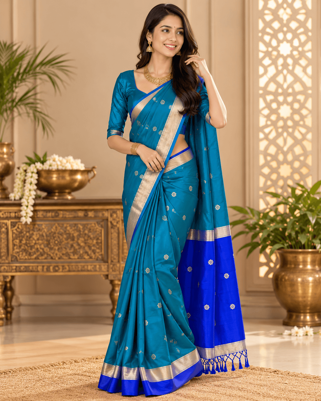 Women's Navatri Speacial Soft Silk Saree With Blouse